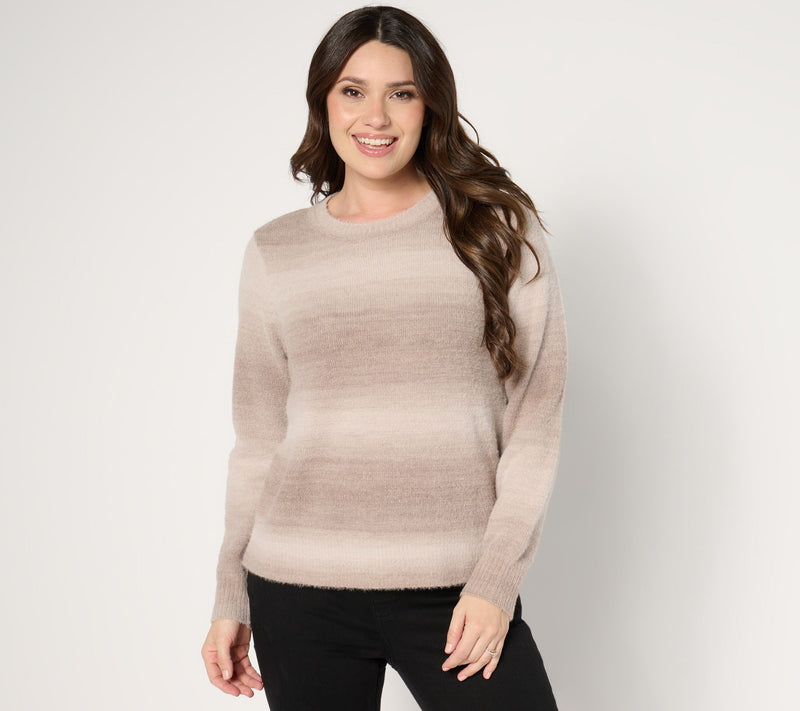 AnyBody Eyelash Yarn Long Sleeve Ombre Sweater — View 15