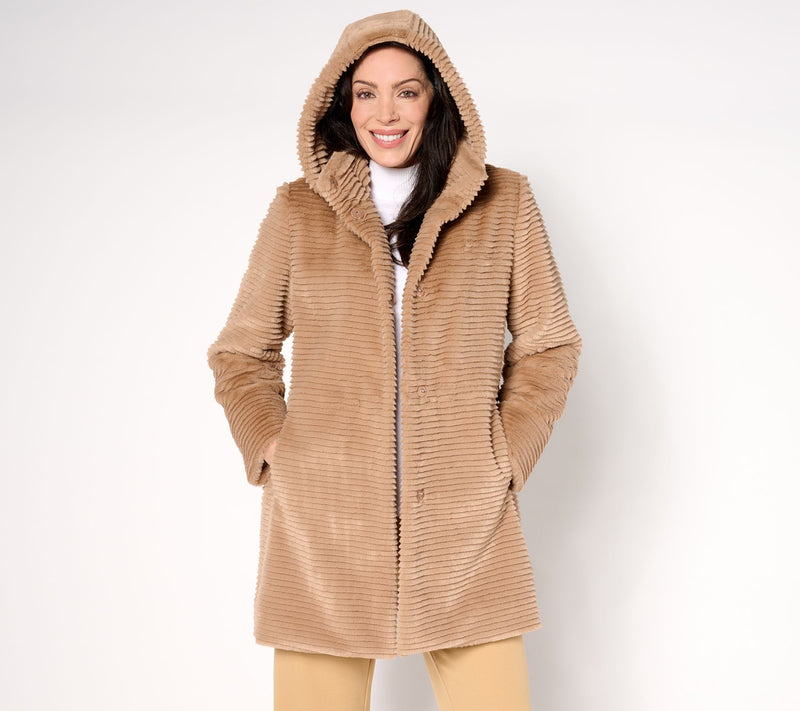 Dennis Basso Petite Faux Mink Anorak Jacket with Removable Hood — Main view