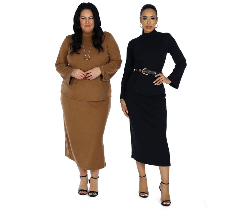 Dennis Basso Regular Luxe Sweater Knit Long Skirt — View 15