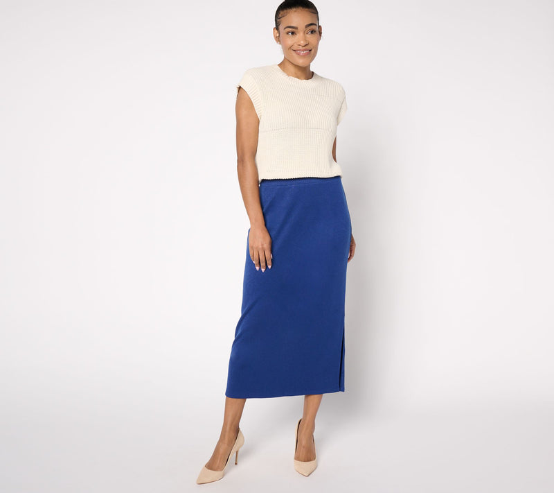 Dennis Basso Petite Luxe Swetaer Knit Long Skirt — View 12