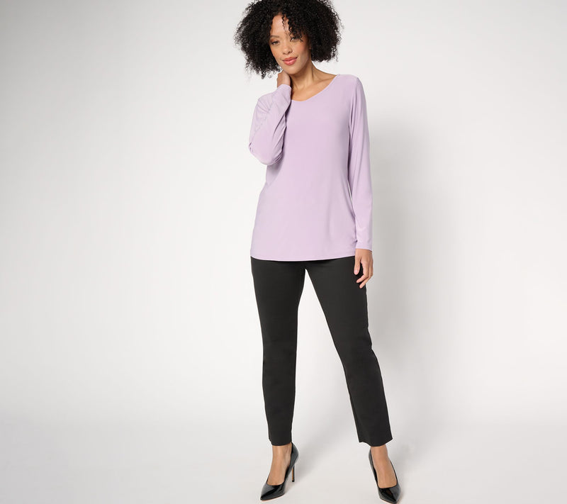 Dennis Basso Italia Knit Top with Voop Neckline — View 12