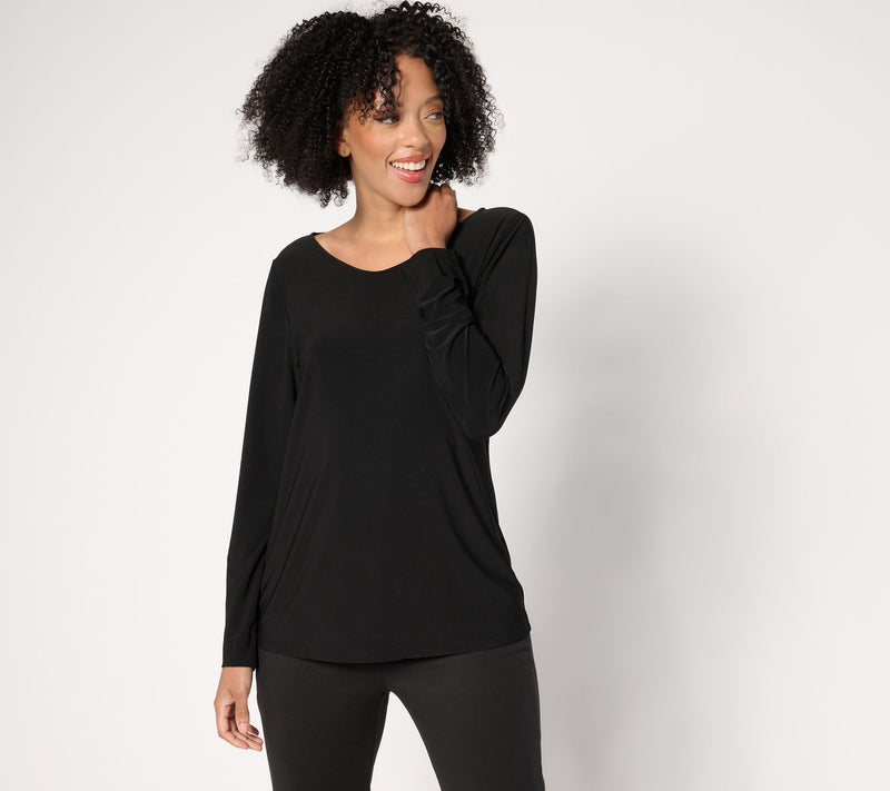 Dennis Basso Italia Knit Top with Voop Neckline — View 9