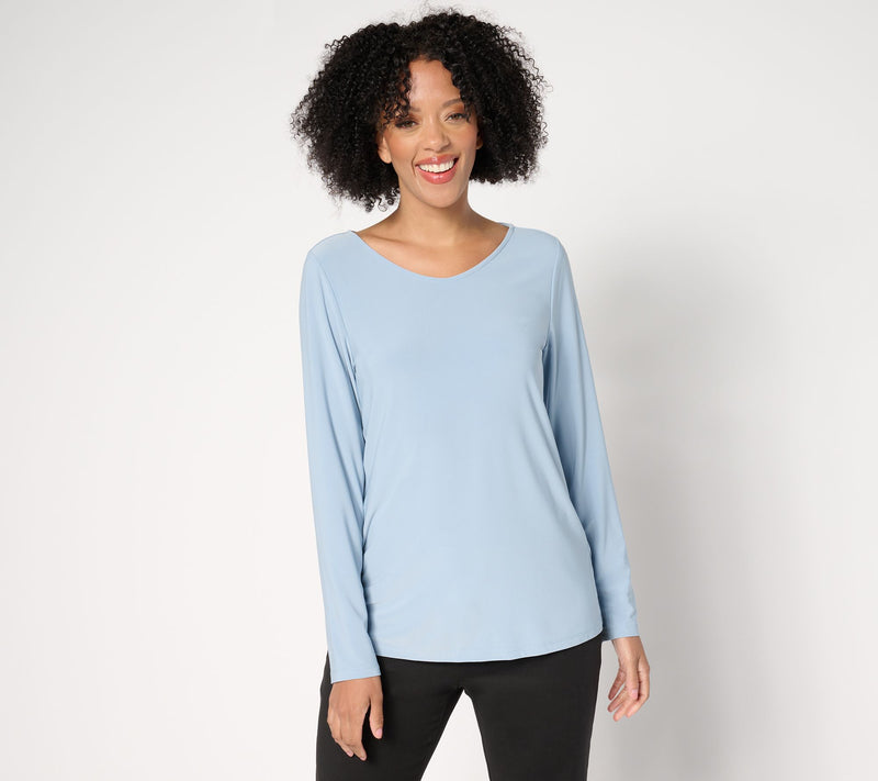 Dennis Basso Italia Knit Top with Voop Neckline — View 5