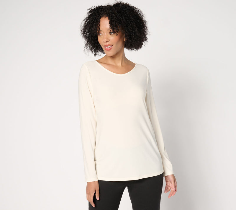 Dennis Basso Italia Knit Top with Voop Neckline — View 7