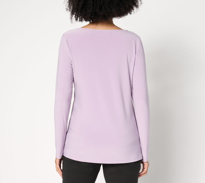 Dennis Basso Italia Knit Top with Voop Neckline — View 11