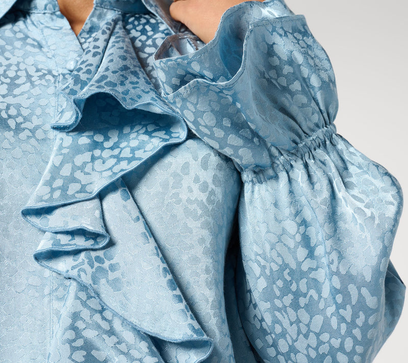 Dennis Basso Textured Jacquard Blouse with Ruffles — View 5