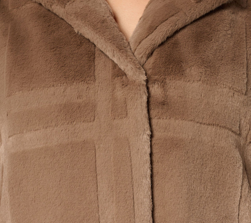 Dennis Basso Regular Sculpted Plaid Faux Fur Coat — View 12