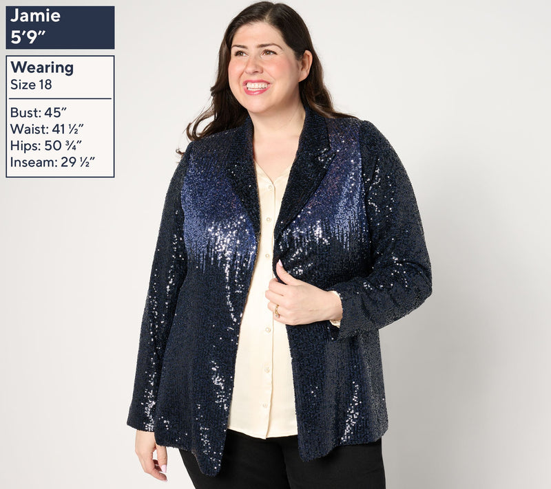 Dennis Basso Sequin Blazer with Ombre Detail at Shoulder — View 6