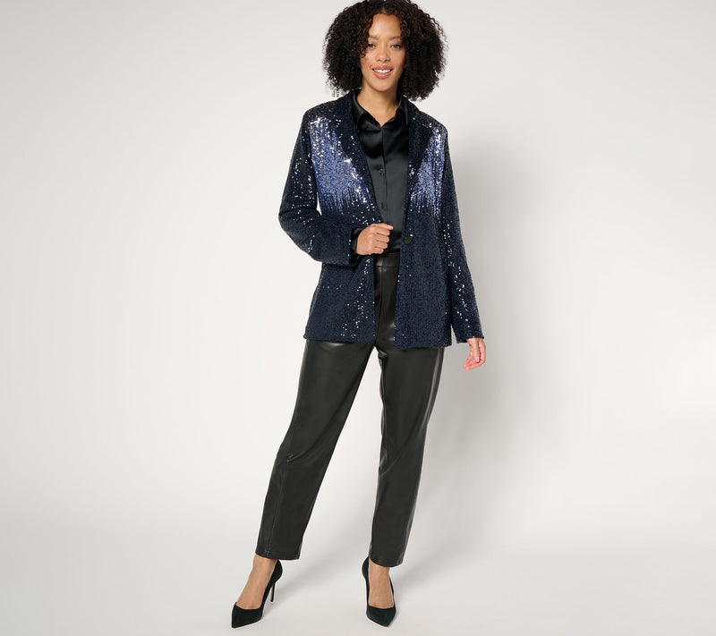 Dennis Basso Sequin Blazer with Ombre Detail at Shoulder — View 9