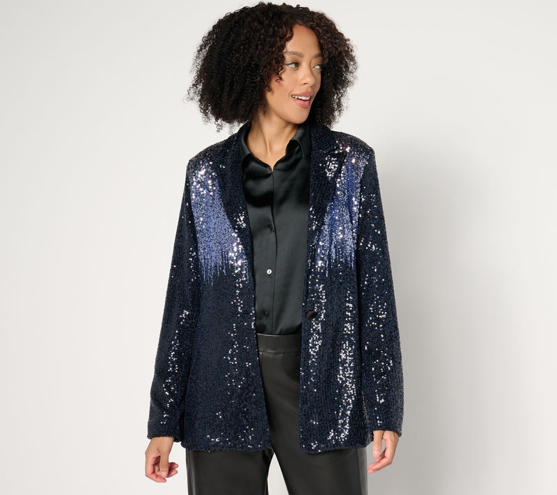 Dennis Basso Sequin Blazer with Ombre Detail at Shoulder — Main view