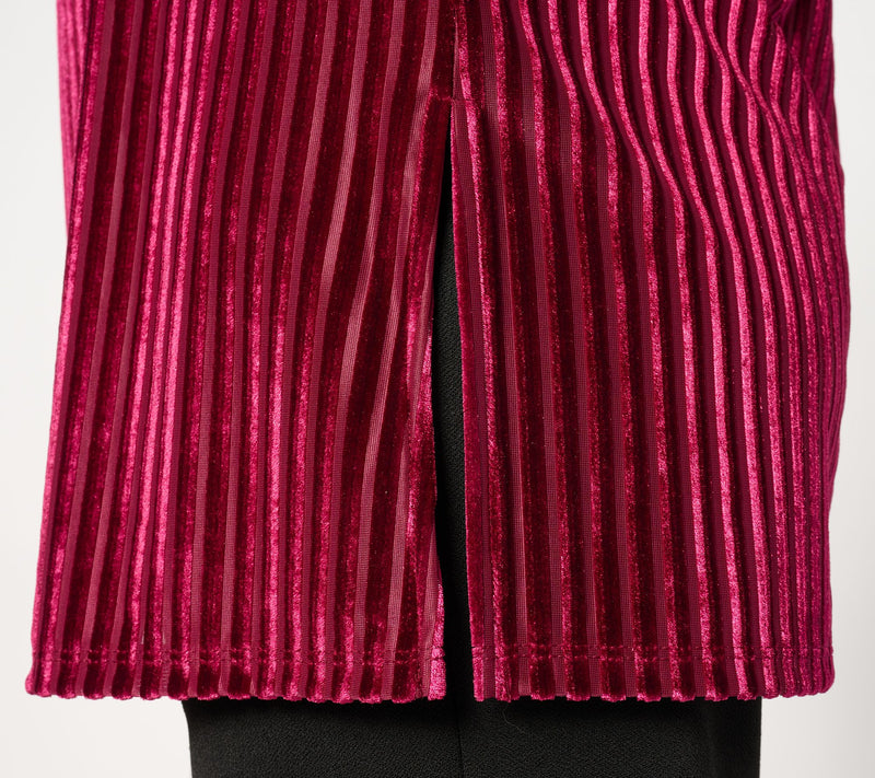 Dennis Basso Striped Stretch Velvet Tunic w/ Bell Sleeves — View 11