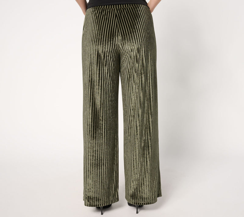 Dennis Basso Petite Stretch Velvet Wide Leg Pants — View 9