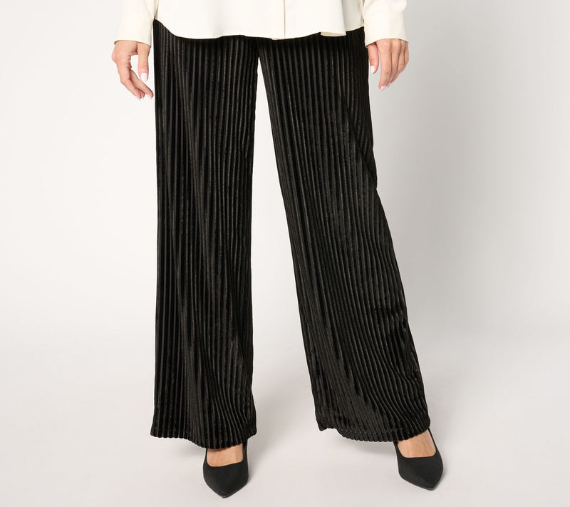 Dennis Basso Petite Stretch Velvet Wide Leg Pants — View 3