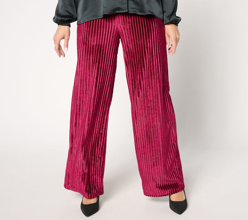 Dennis Basso Petite Stretch Velvet Wide Leg Pants — View 7