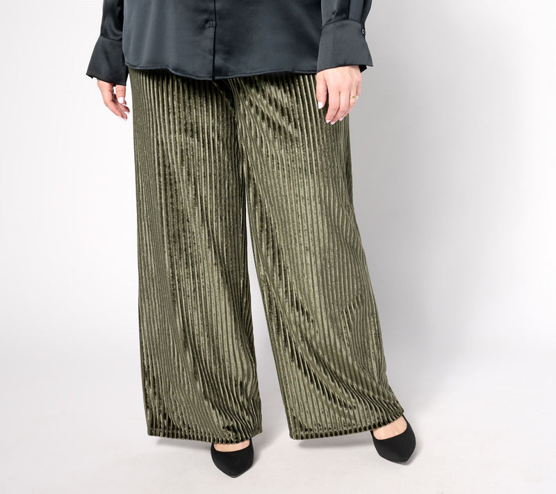 Dennis Basso Petite Stretch Velvet Wide Leg Pants — View 8