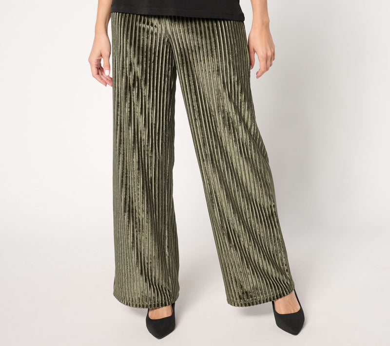 Dennis Basso Petite Stretch Velvet Wide Leg Pants — View 5