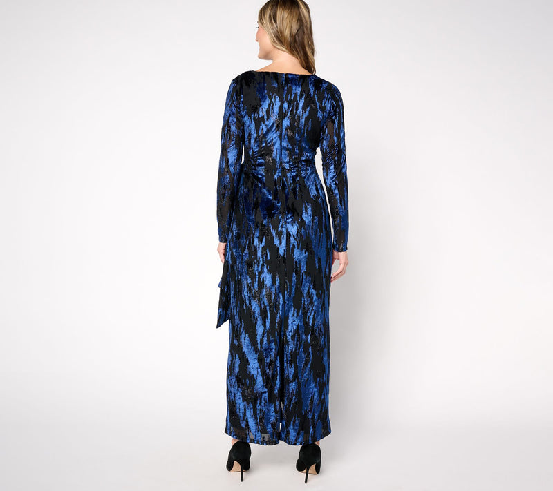 Dennis Basso Regular Stretch Burnout Evening Gown — View 9