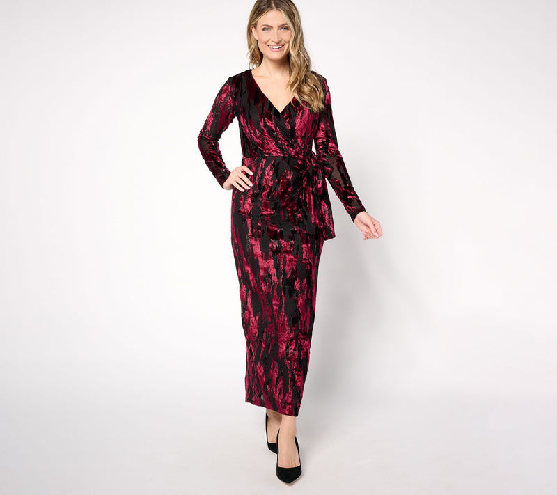 Dennis Basso Regular Stretch Burnout Evening Gown — View 5