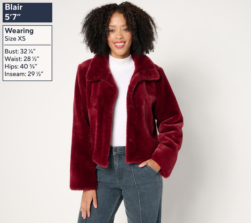 Dennis Basso Faux-Fur Cropped Jacket w/ Convertible Collar — View 9