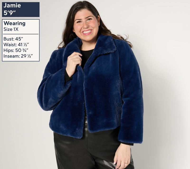 Dennis Basso Faux-Fur Cropped Jacket w/ Convertible Collar — View 8