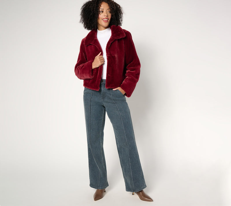 Dennis Basso Faux-Fur Cropped Jacket w/ Convertible Collar — View 11