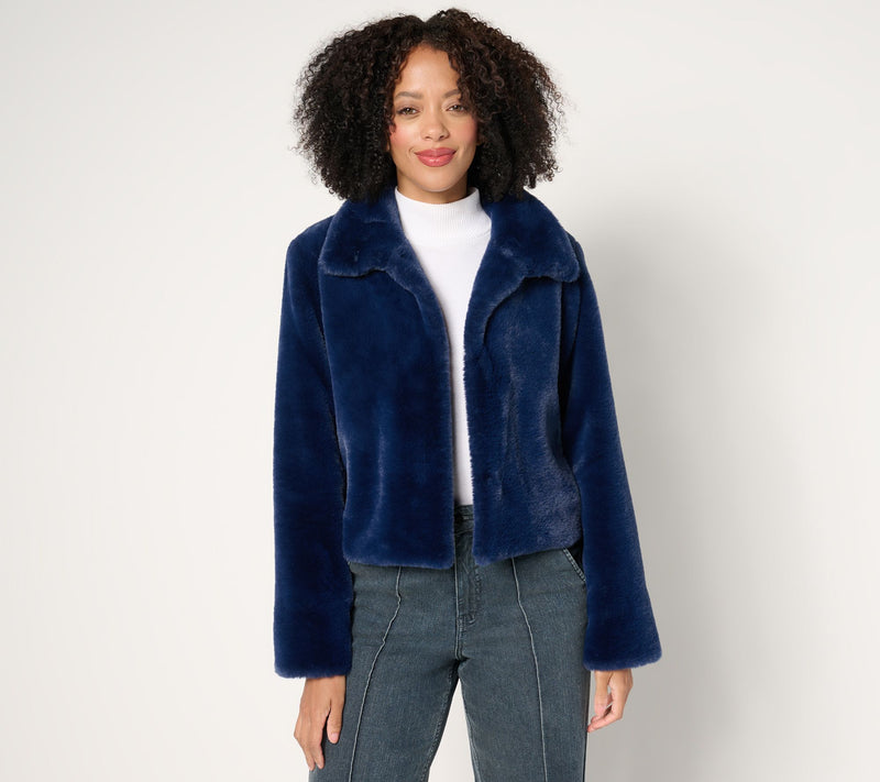 Dennis Basso Faux-Fur Cropped Jacket w/ Convertible Collar — View 5