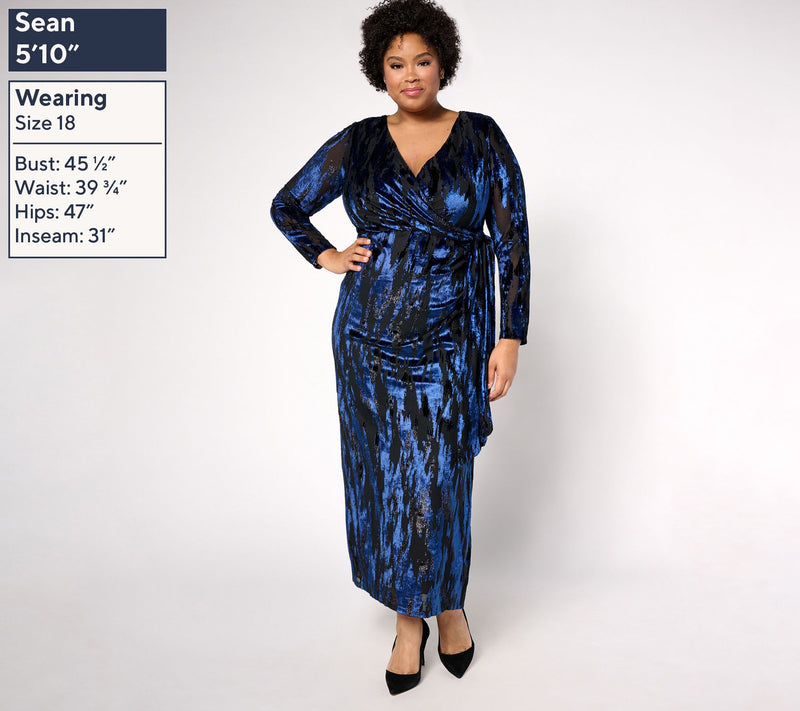Dennis Basso Petite Stretch Burnout Evening Gown — View 8