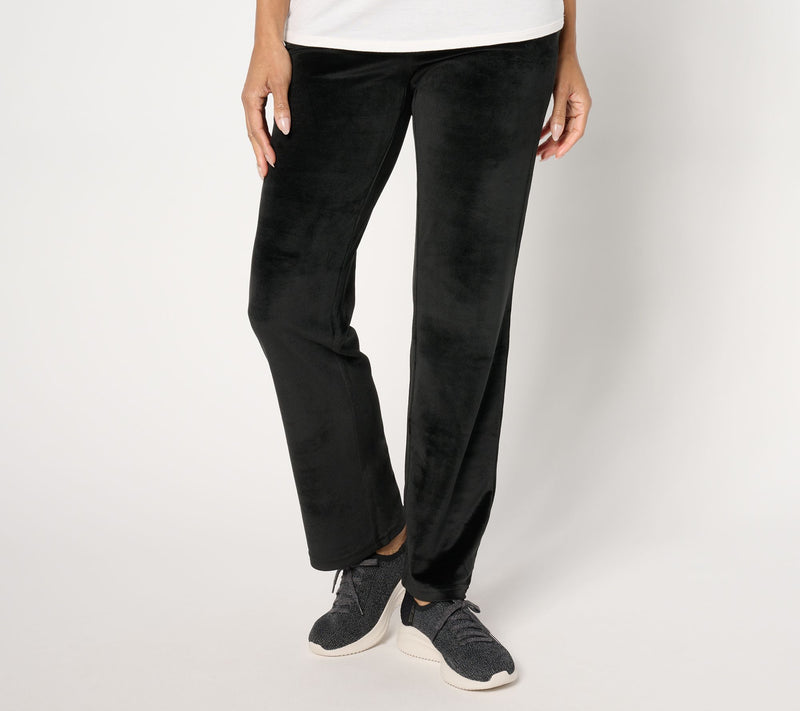Quacker Factory Regular Flat Waistband Velour Straight Leg Pants — View 7