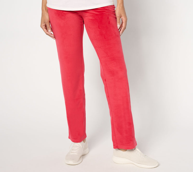 Quacker Factory Regular Flat Waistband Velour Straight Leg Pants — View 3