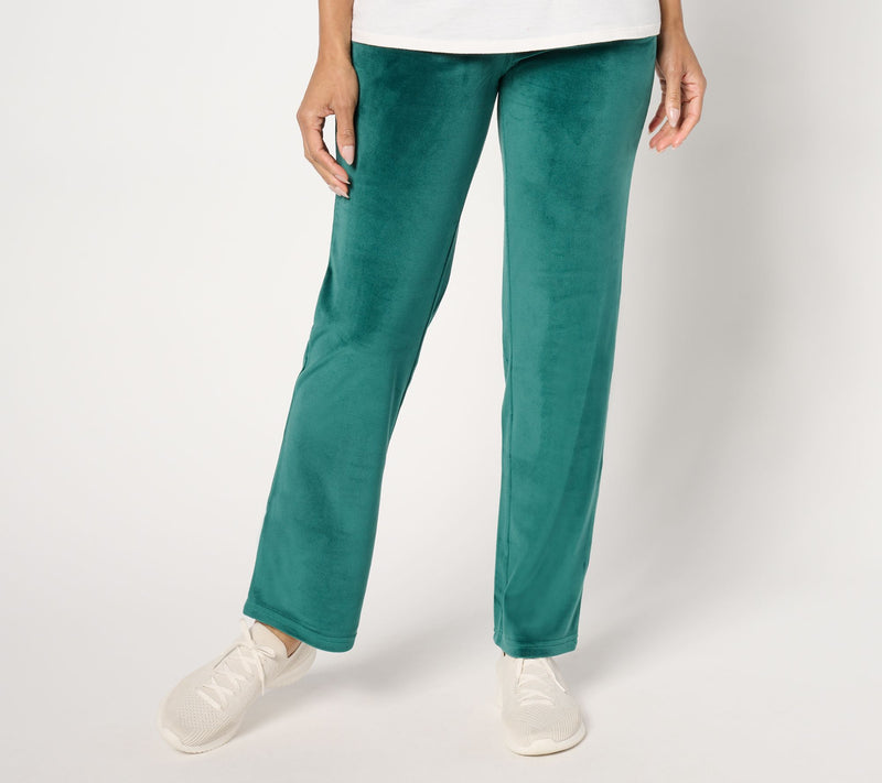 Quacker Factory Regular Flat Waistband Velour Straight Leg Pants — View 5