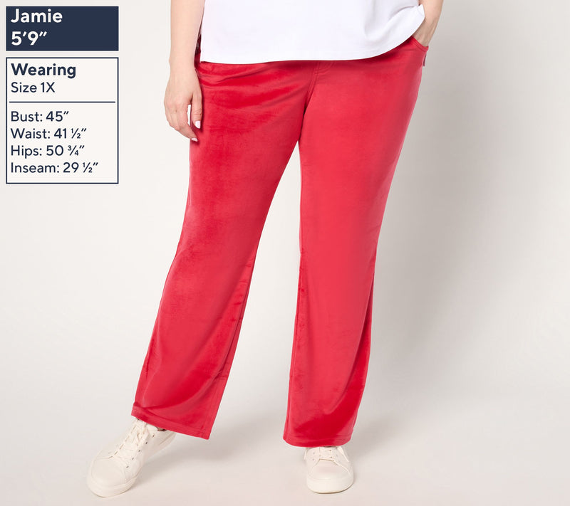 Quacker Factory Regular Flat Waistband Velour Straight Leg Pants — View 8