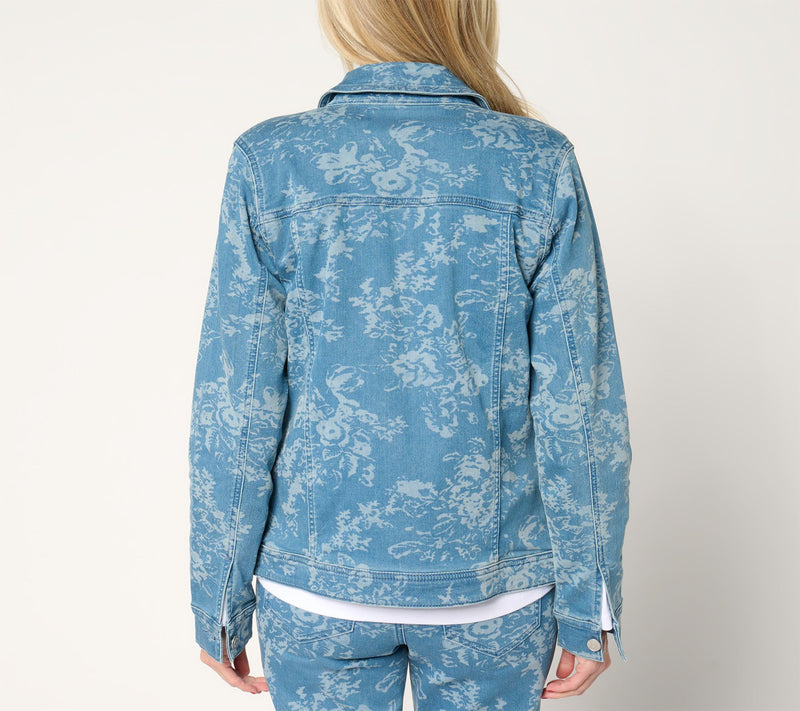 Denim & Co. Printed or Solid Comfy Knit Denim Jacket — View 14