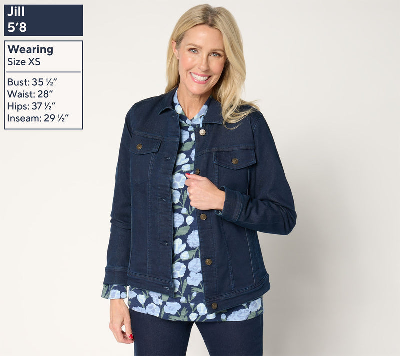 Denim & Co. Printed or Solid Comfy Knit Denim Jacket — View 13