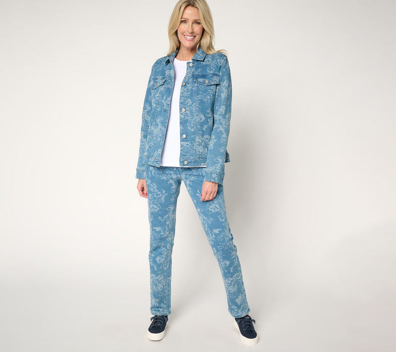 Denim & Co. Printed or Solid Comfy Knit Denim Jacket — View 15