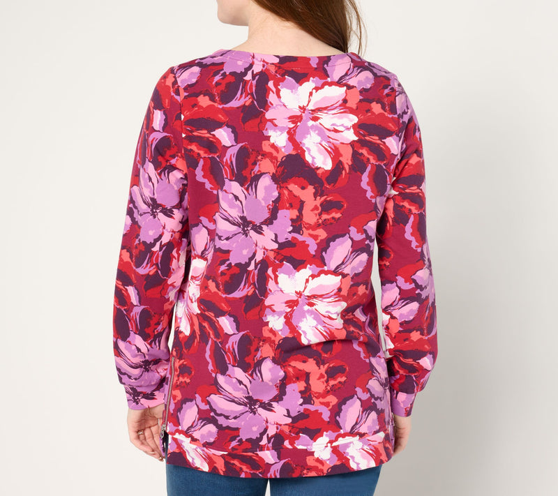 Sport Savvy French Terry Top with Side-Seam Zippers — View 4