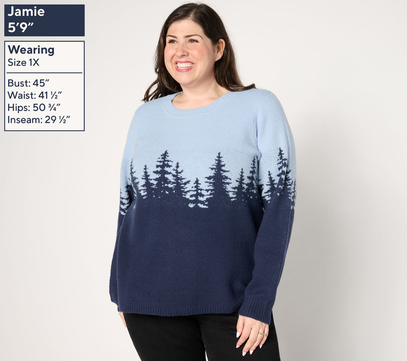 Denim & Co. Crewneck Long-Sleeve Scenic Sweater — View 8