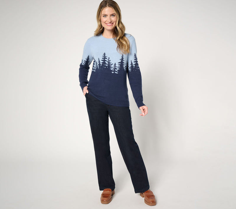Denim & Co. Crewneck Long-Sleeve Scenic Sweater — View 11