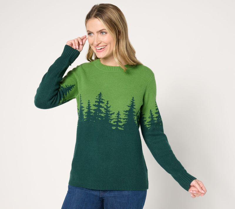 Denim & Co. Crewneck Long-Sleeve Scenic Sweater — View 5