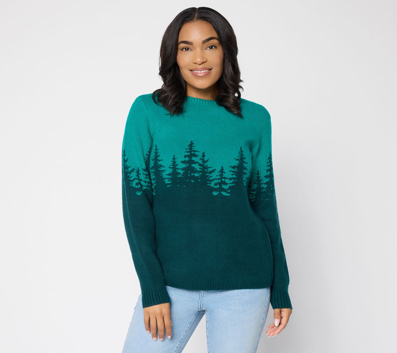 Denim & Co. Crewneck Long-Sleeve Scenic Sweater — View 14