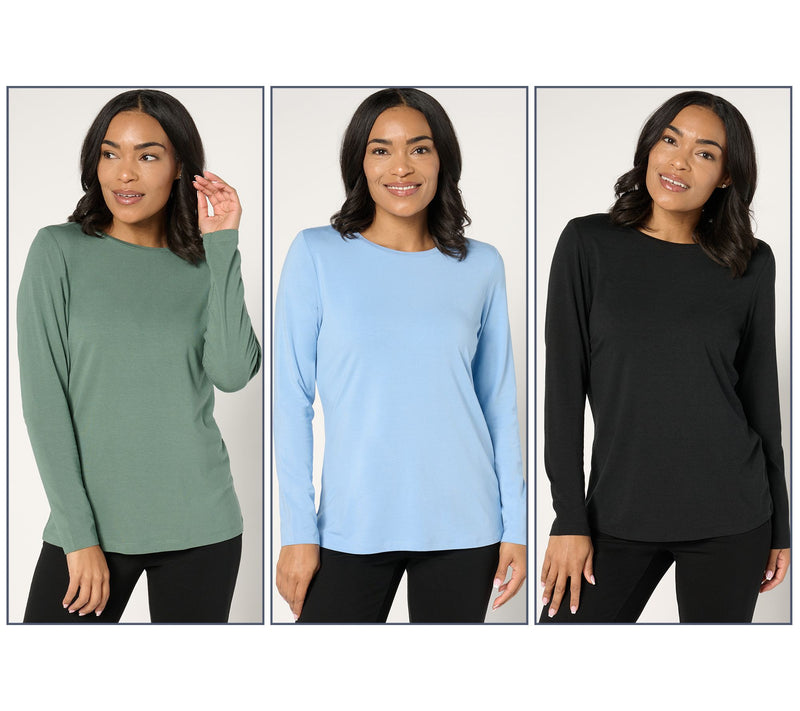 Denim & Co. Essentials So Soft Jersey 3-Pack Crew Neck Tops — View 15