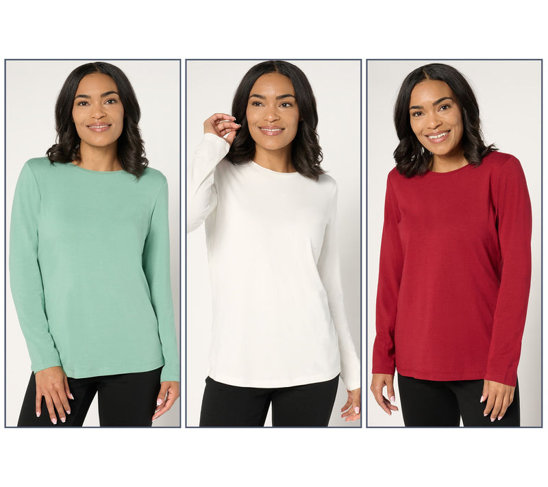 Denim & Co. Essentials So Soft Jersey 3-Pack Crew Neck Tops — View 16
