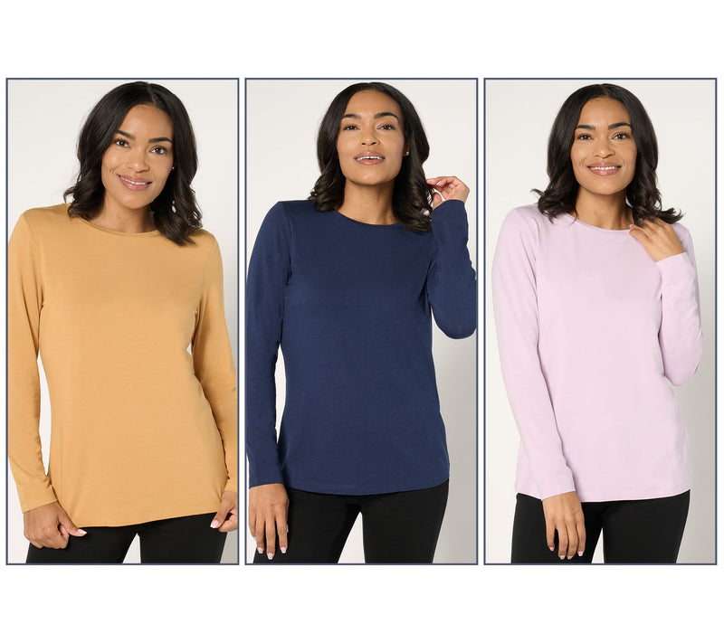 Denim & Co. Essentials So Soft Jersey 3-Pack Crew Neck Tops — View 17