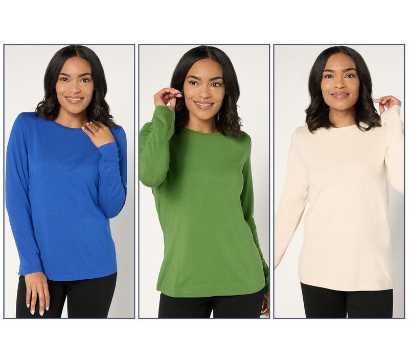 Denim & Co. Essentials So Soft Jersey 3-Pack Crew Neck Tops — View 18