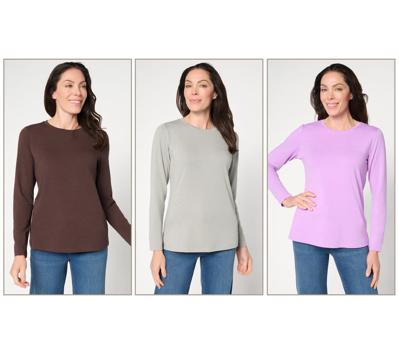 Denim & Co. Essentials So Soft Jersey 3-Pack Crew Neck Tops — View 20