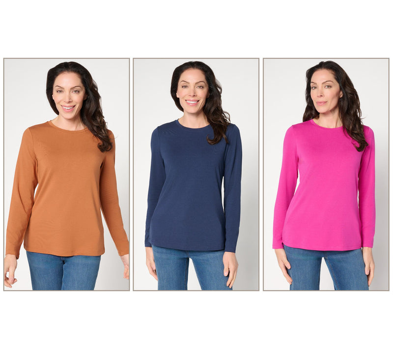 Denim & Co. Essentials So Soft Jersey 3-Pack Crew Neck Tops — View 21