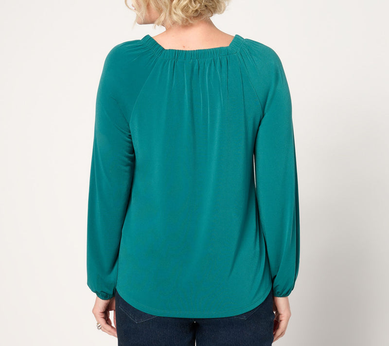 Denim & Co. Signature Shirred Square Neck Knit Top — View 10