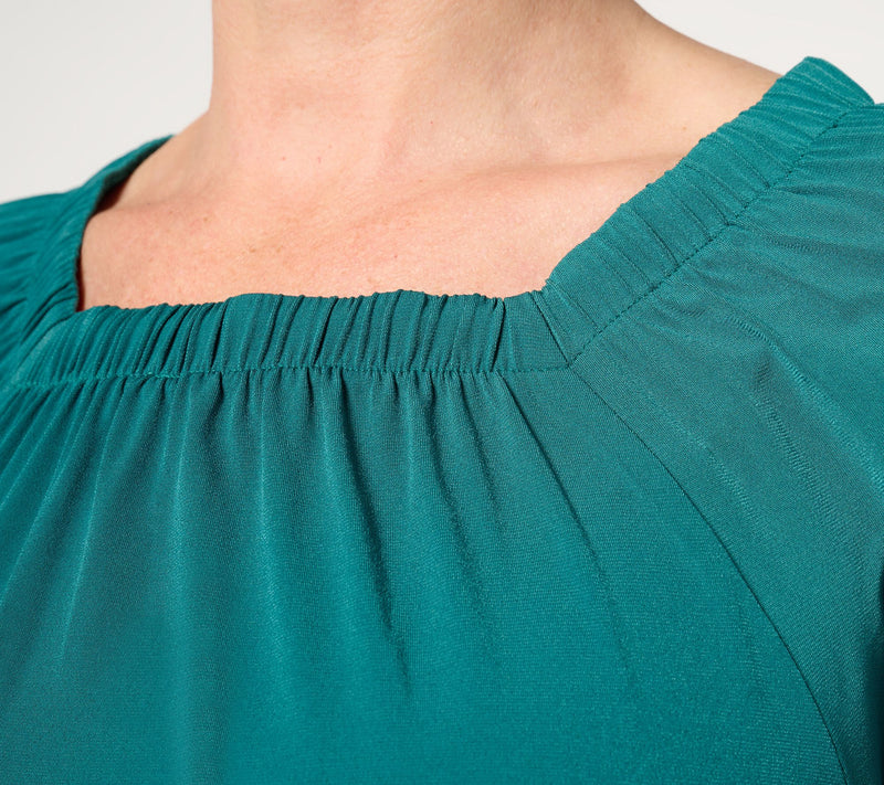 Denim & Co. Signature Shirred Square Neck Knit Top — View 12