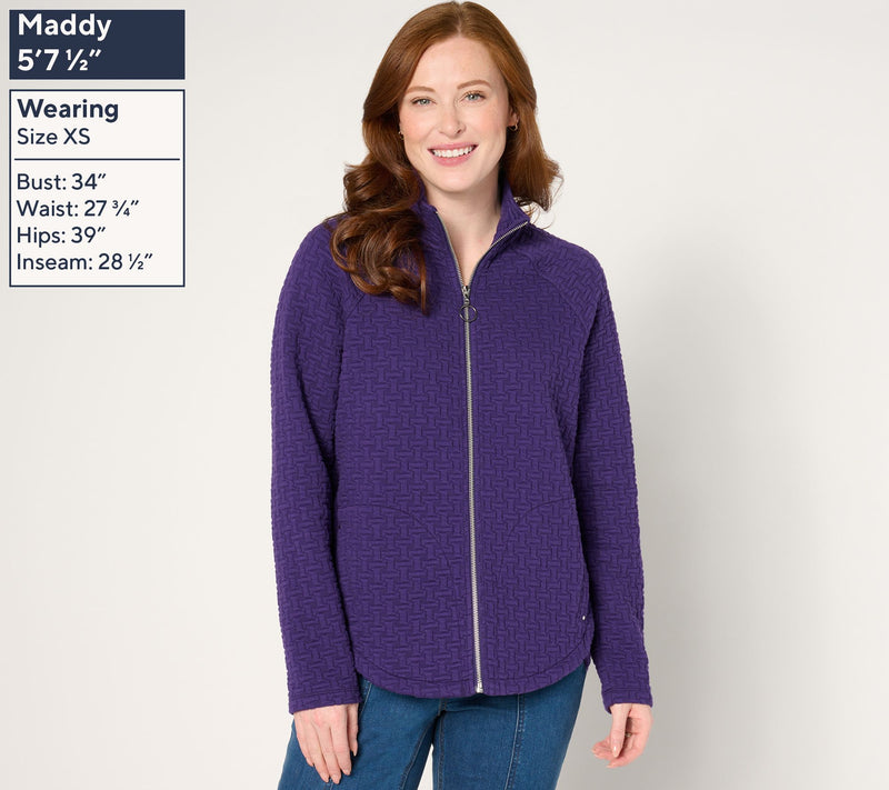 Sport Savvy Puff Jacquard Mock Neck Jacket — View 3