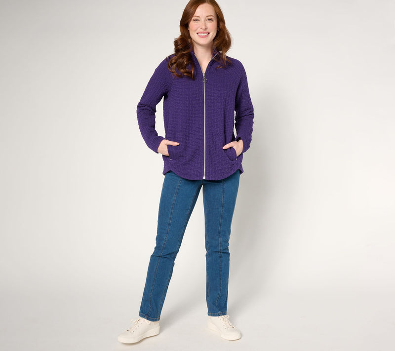 Sport Savvy Puff Jacquard Mock Neck Jacket — View 5