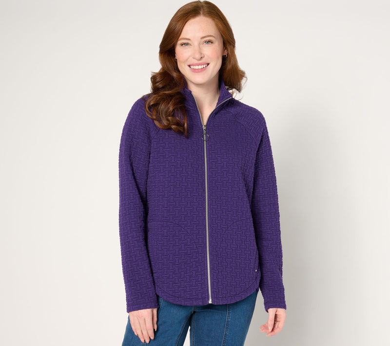 Sport Savvy Puff Jacquard Mock Neck Jacket — View 12